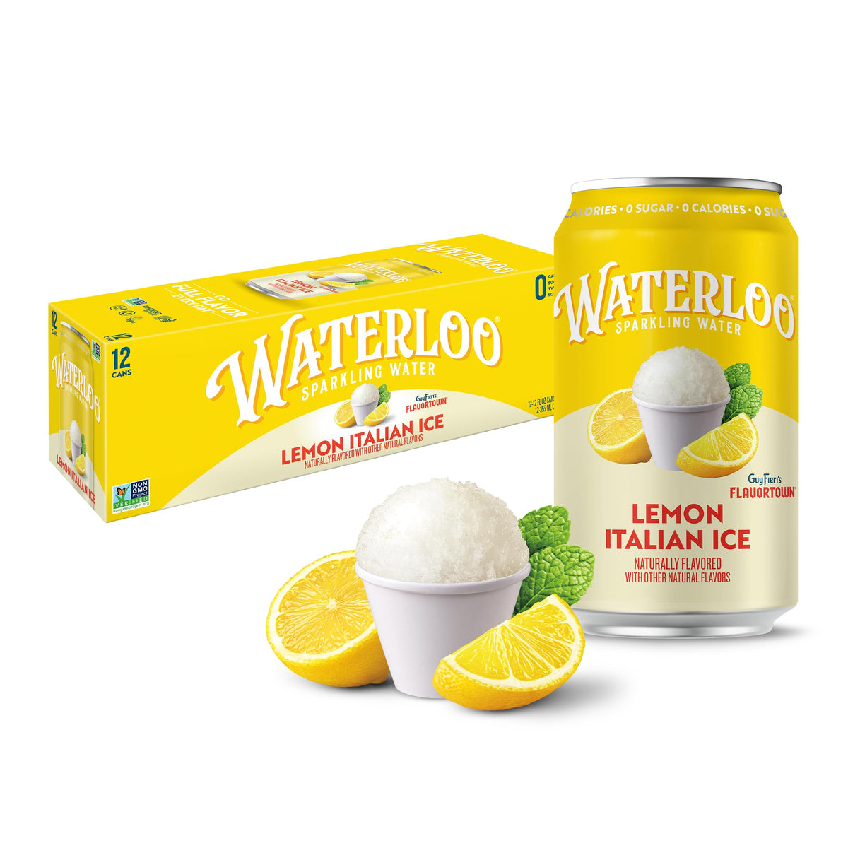Lemon Italian Ice Sparkling Water 12 Fl Oz Cans Pack of 12 J818