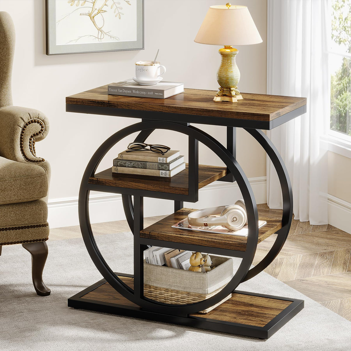 4-Tier Narrow Side Table with Storage Shelves V871963