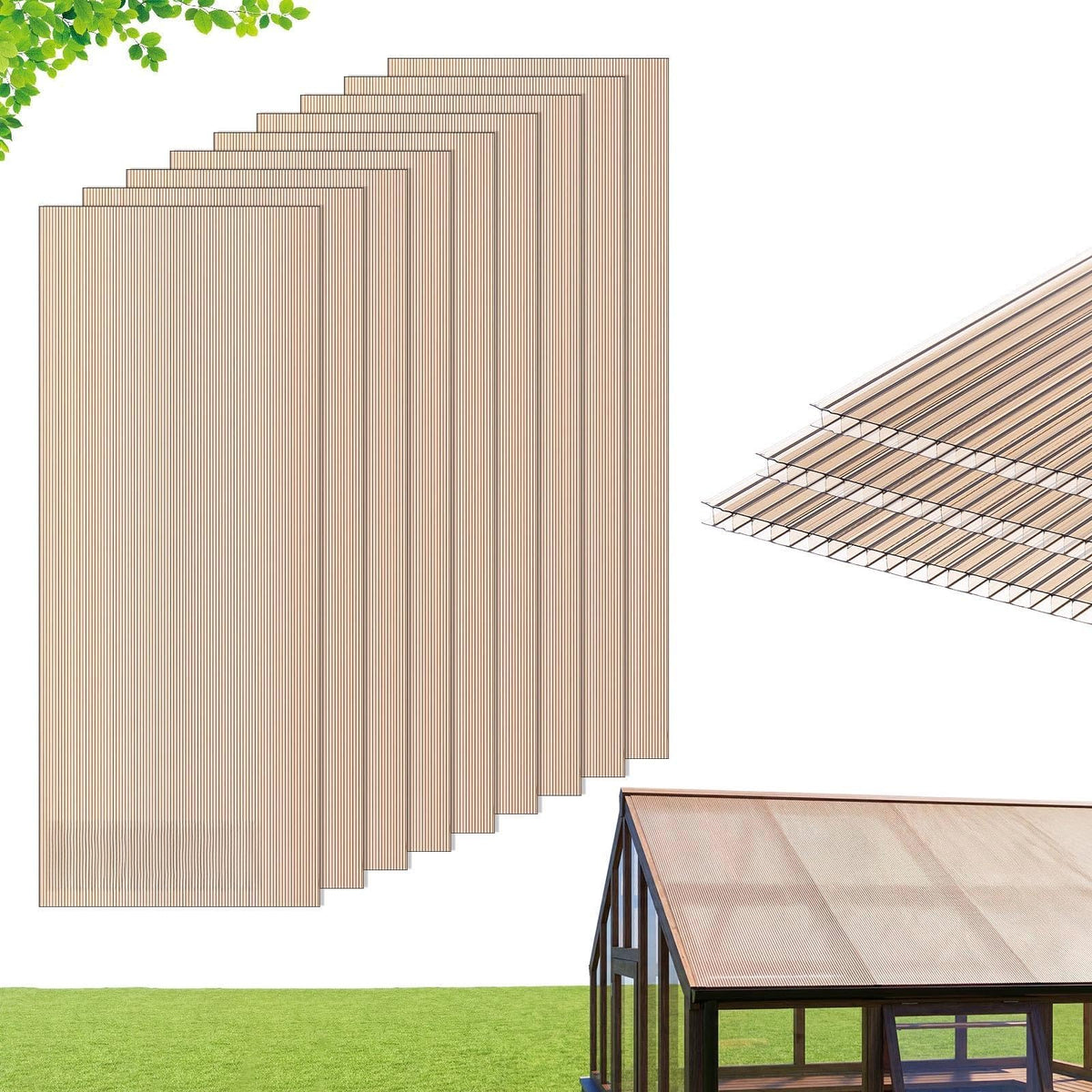 12Pcs Polycarbonate Roofing Panels Double Layer Z327