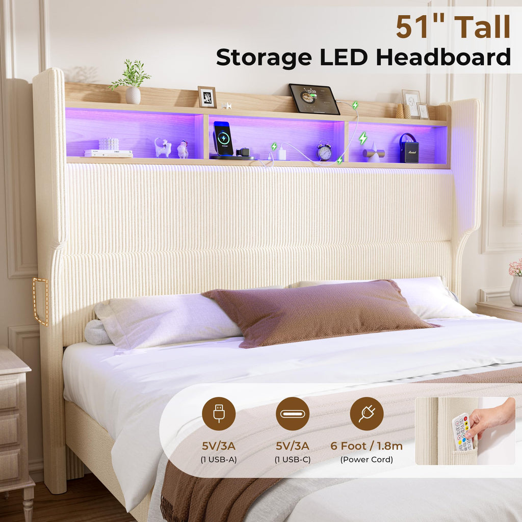 Queen Size Bed Frame with Tall Headboard N76024