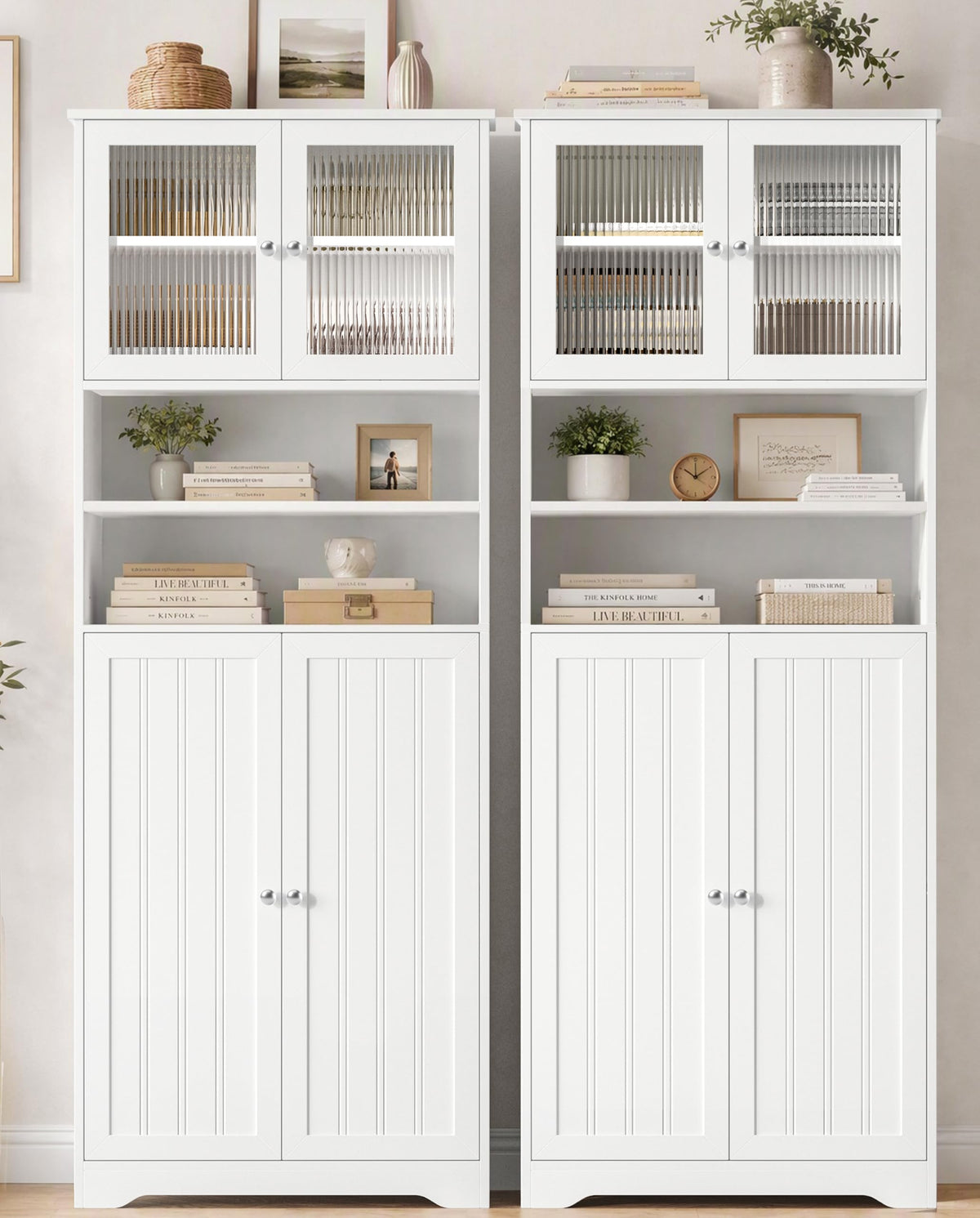 66.9" H Tall White Bathroom Storage Cabinet Q5569