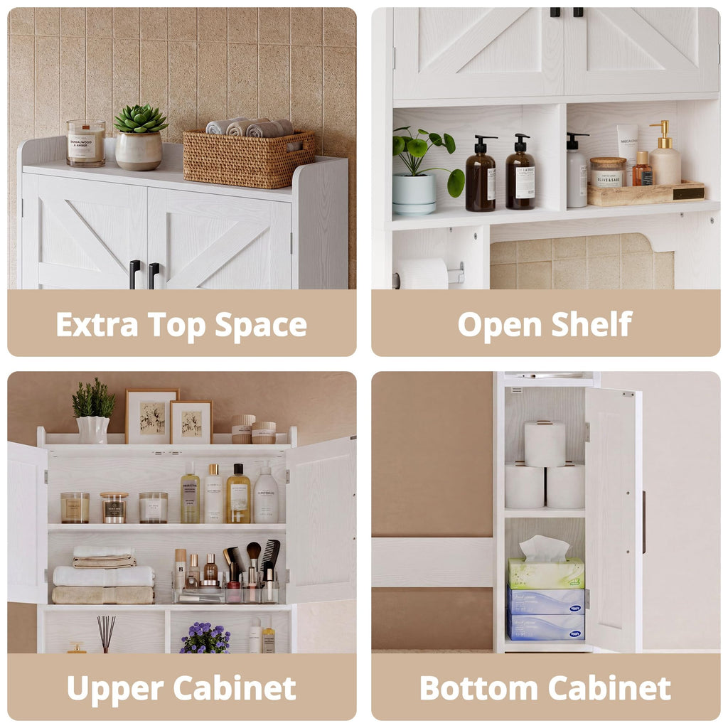 White Over The Toilet Storage Cabinet with Adjustable Shelves Z54754