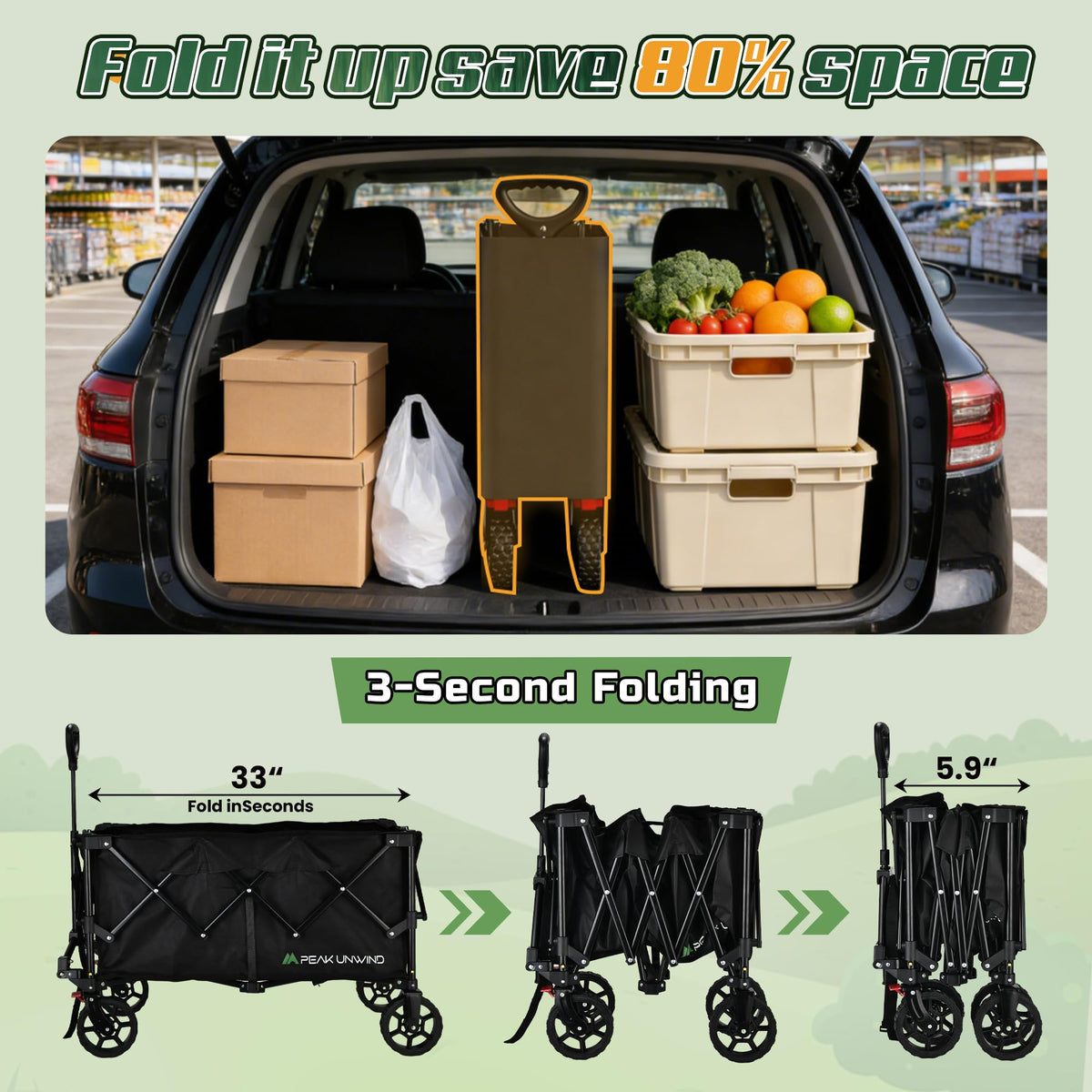 Collapsible Wagon Cart with Wheels F171