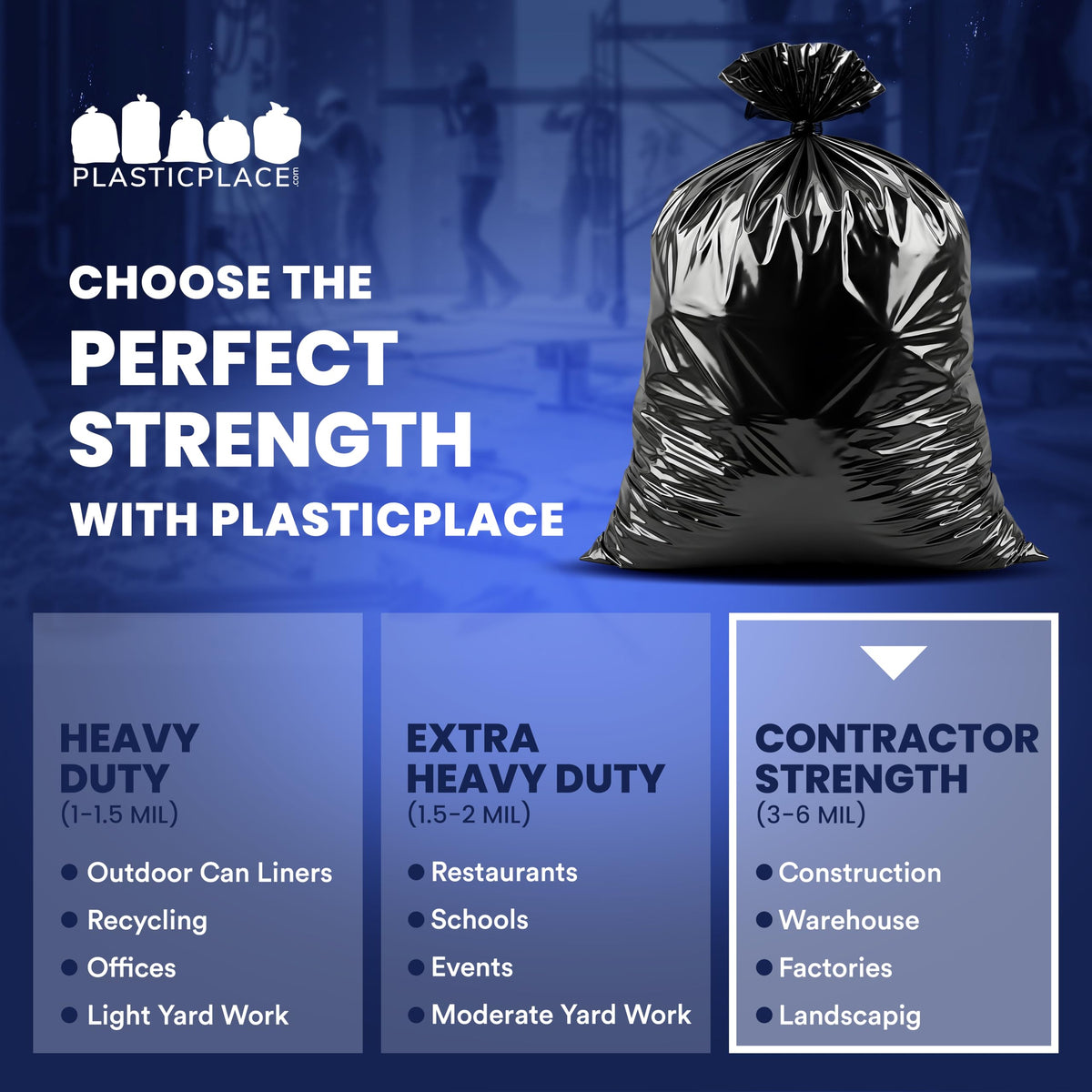 42 Gallon 3.0 Mil Black Heavy Duty Trash Bags 50 Count C930
