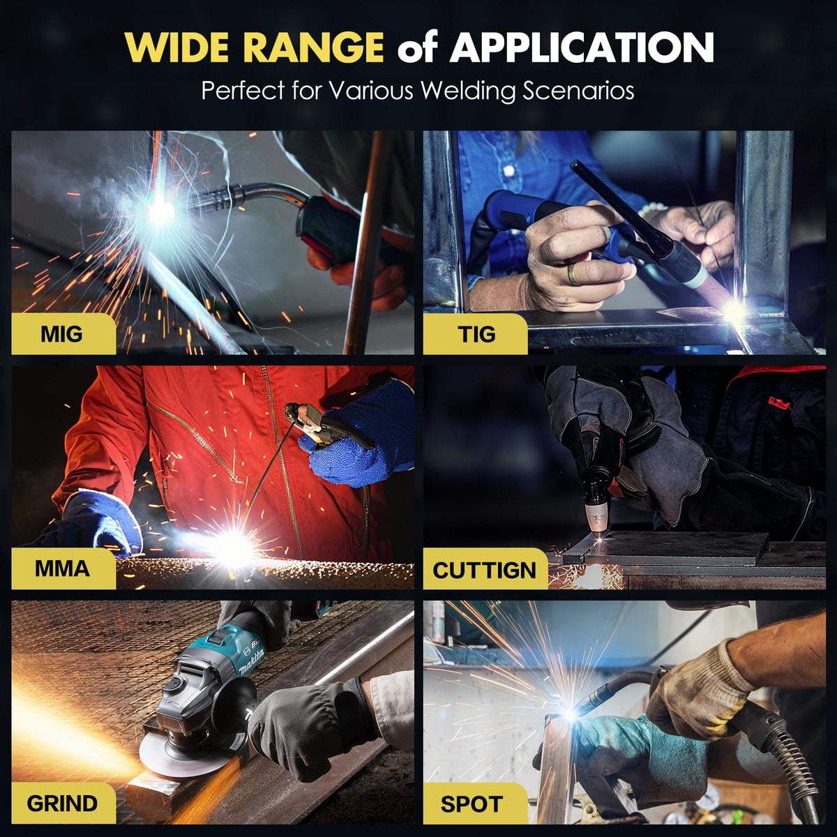 Auto Darkening Welding Helmet Large View True Color 4 Arc Sensor Solar/Battery Powered Q5166