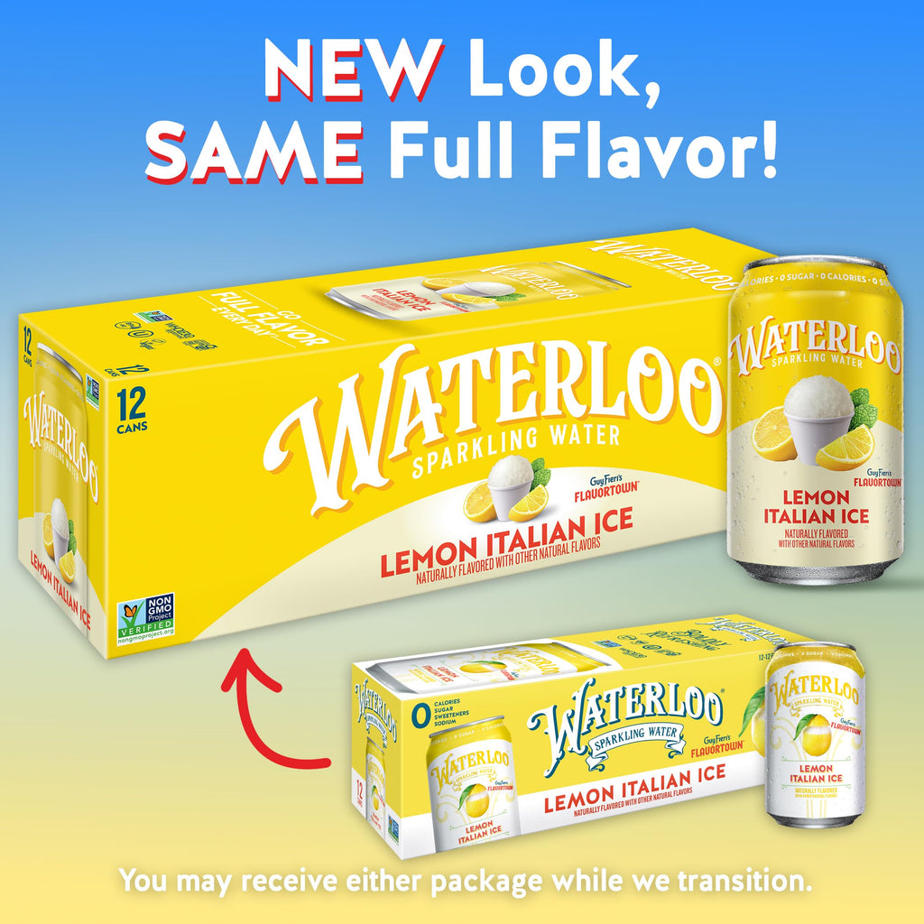 Lemon Italian Ice Sparkling Water 12 Fl Oz Cans Pack of 12 J818
