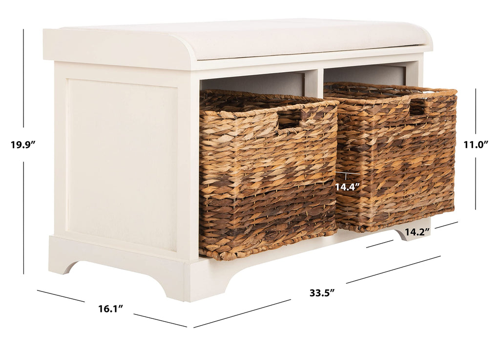 Wood Storage Bench D395206