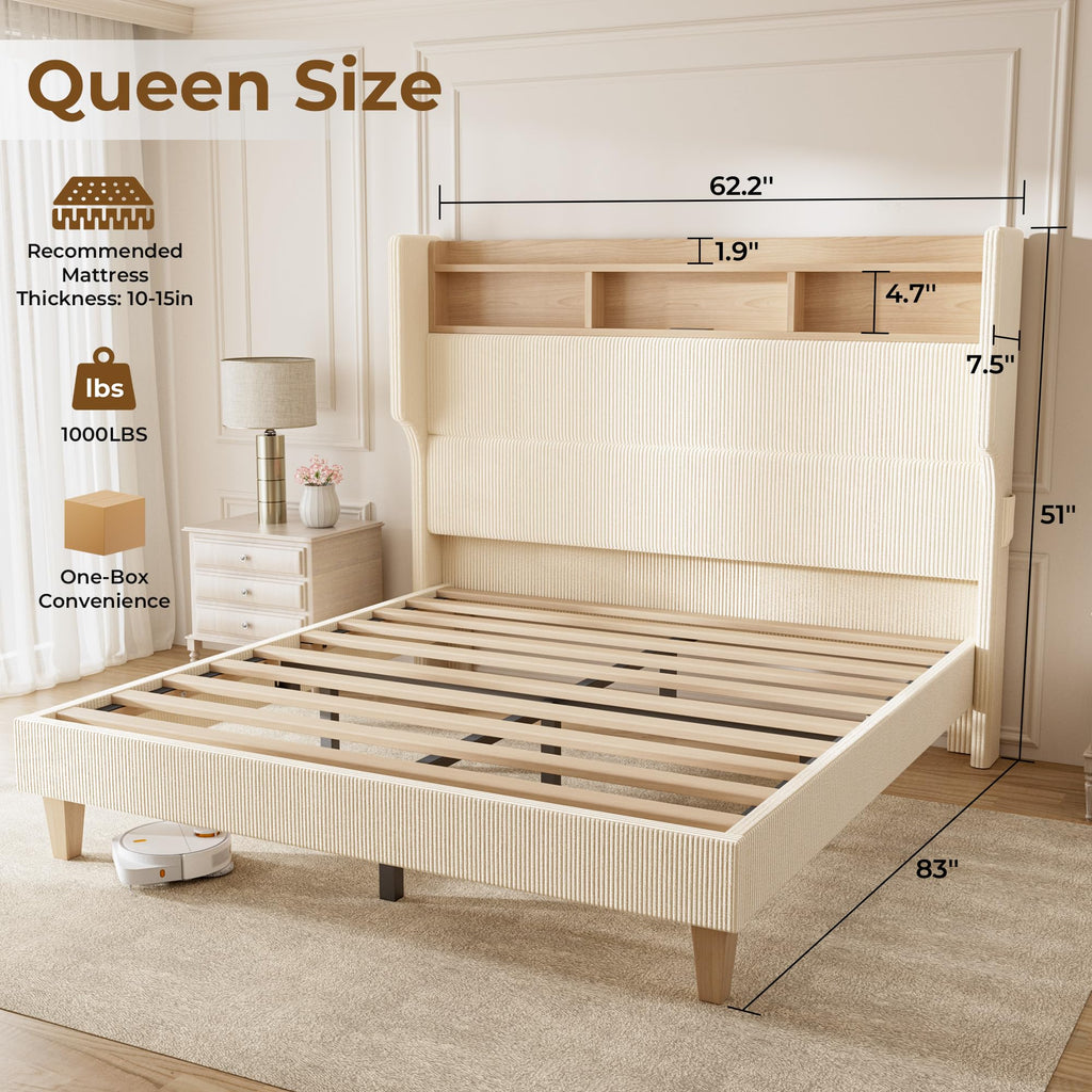 Queen Size Bed Frame with Tall Headboard N76024