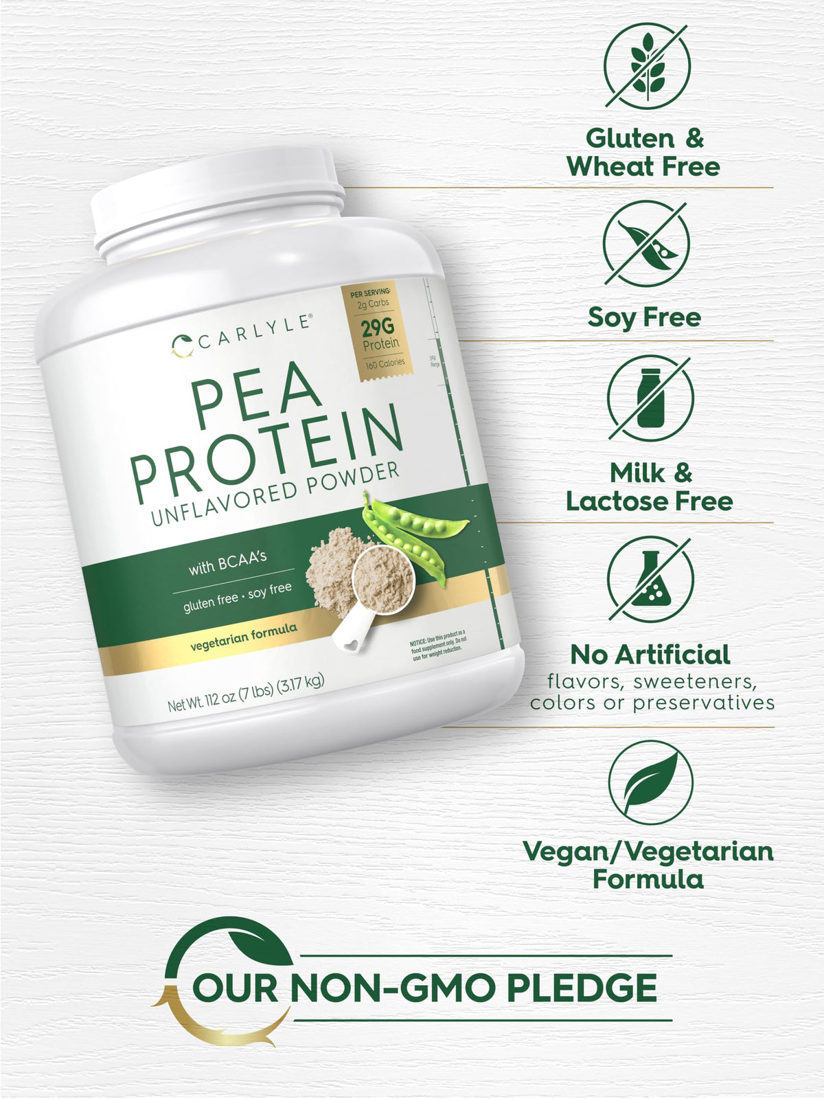 Pea Protein Isolate Powder 7lb Unflavored K51789