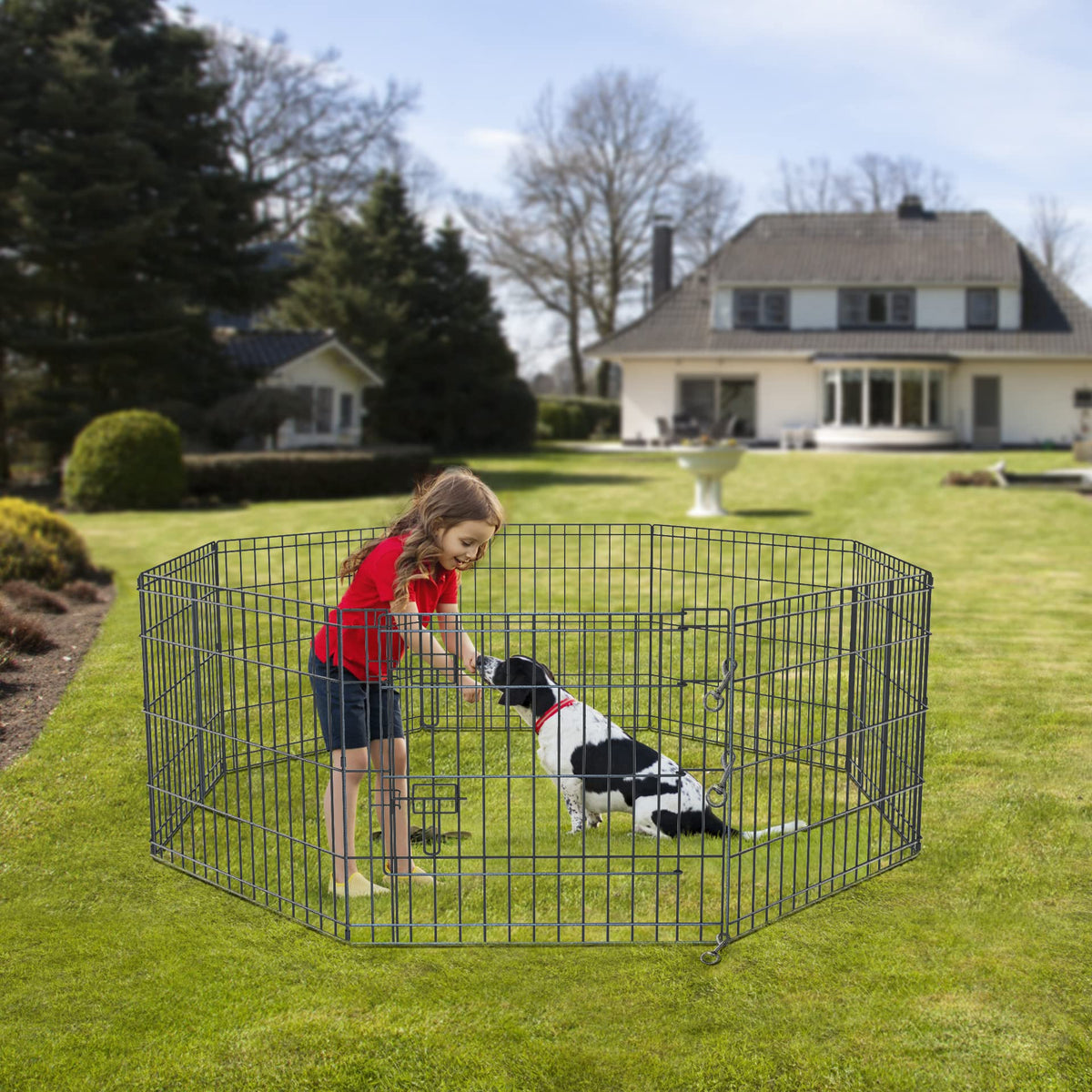 Foldable Metal Dog Playpen 8 Panels 36 Inch T7349