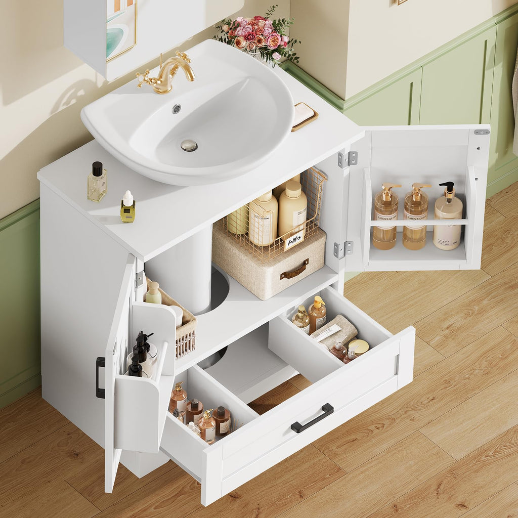 24" Pedestal Sink Storage Cabinet with 2 Doors & 1 Drawer Q714