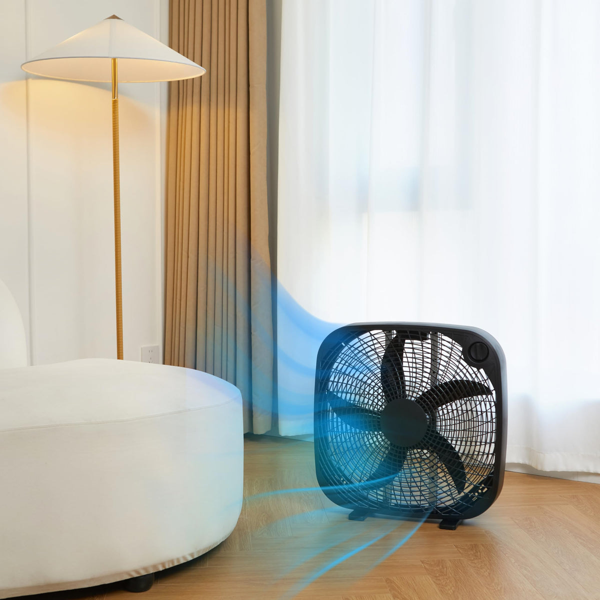 Black 20-Inch 3-Speed Box Fan with Carry Handle F49376