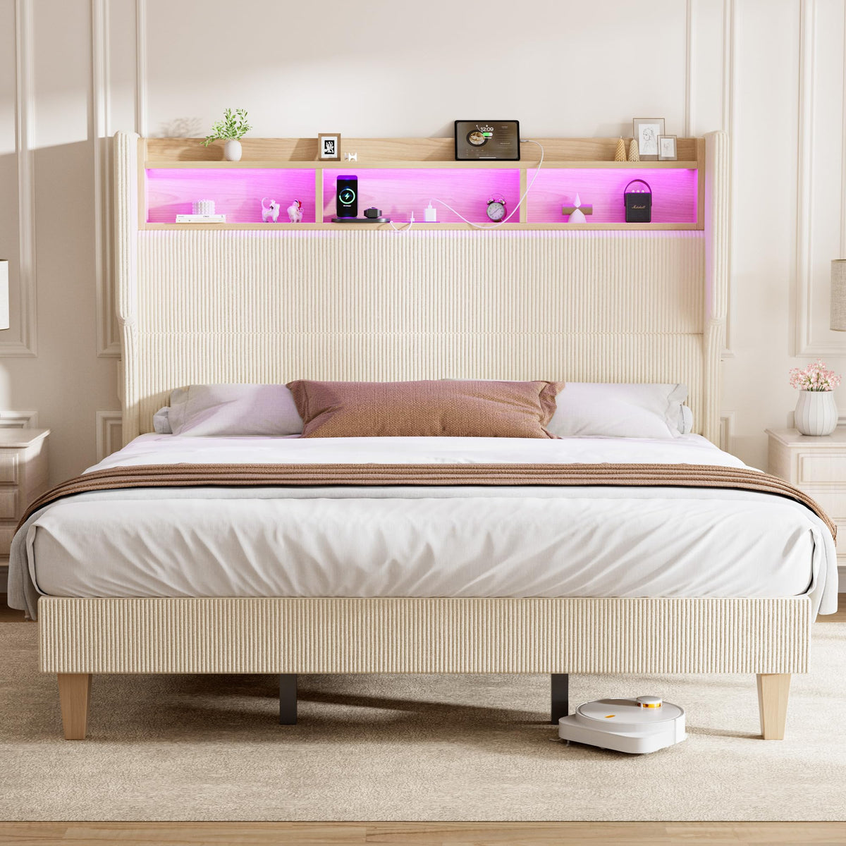 Queen Size Bed Frame with Tall Headboard N76024