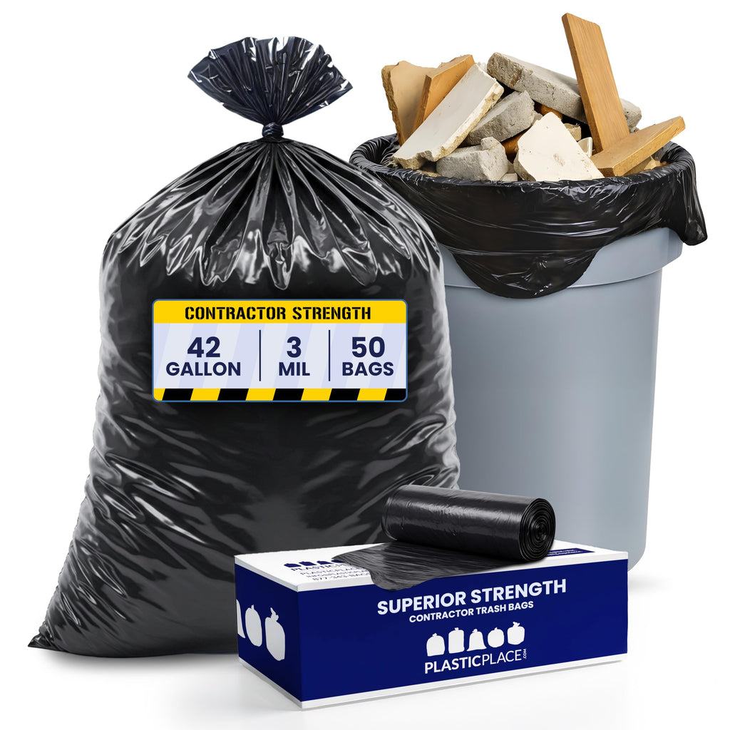 42 Gallon 3.0 Mil Black Heavy Duty Trash Bags 50 Count C930