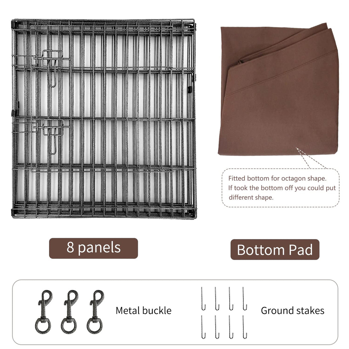 Foldable Metal Dog Playpen 8 Panels 36 Inch T7349