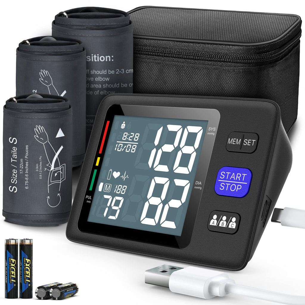 Blood Pressure Machine Upper Arm, 3 Size Cuffs, Automatic Digital BP Monitor, Large Backlit LCD G441