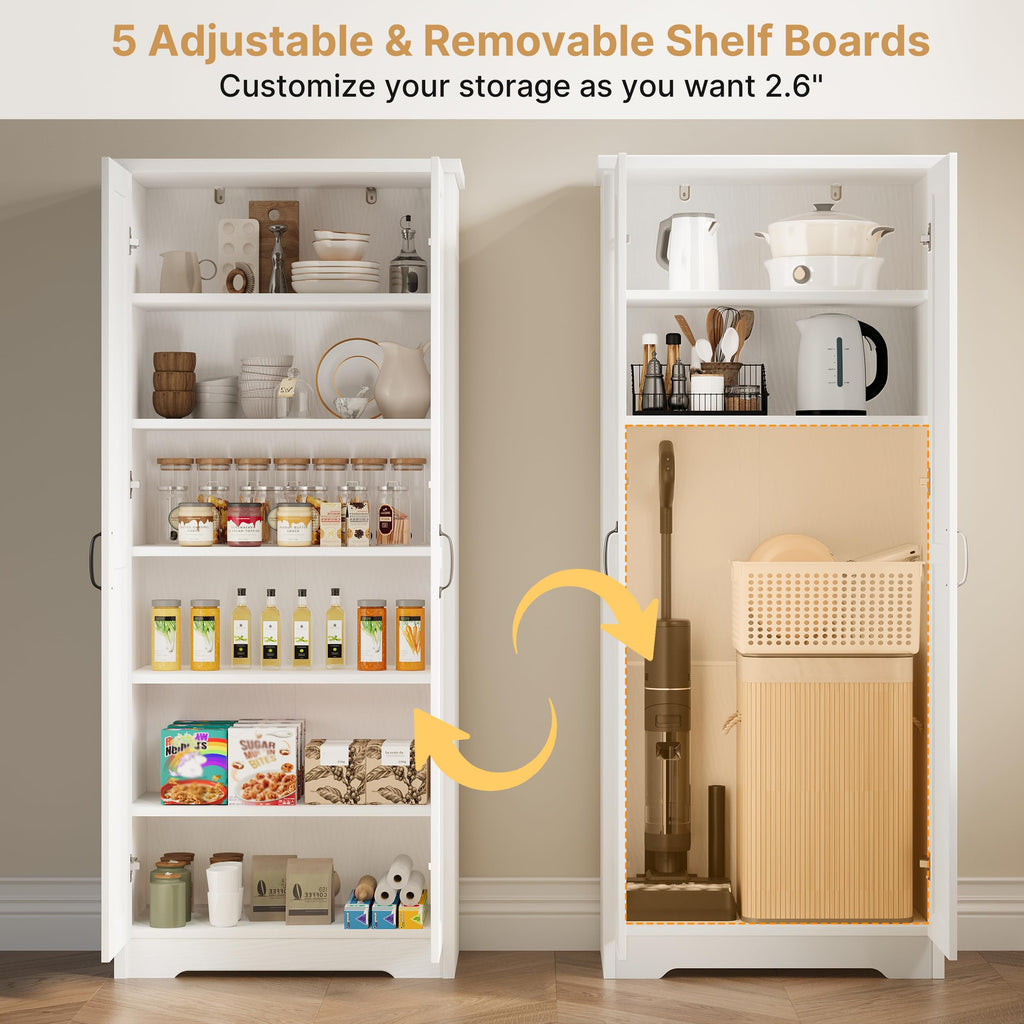 70" Tall Wood Storage Cabinet with 6 Adjustable Shelves Q1784