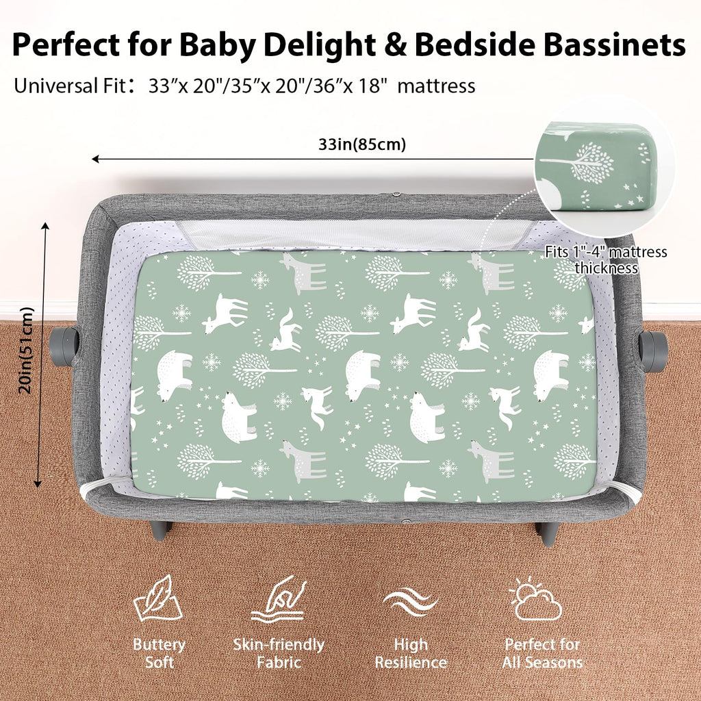 Fitted Bassinet Sheets 33”x20” 3-Pack I3885