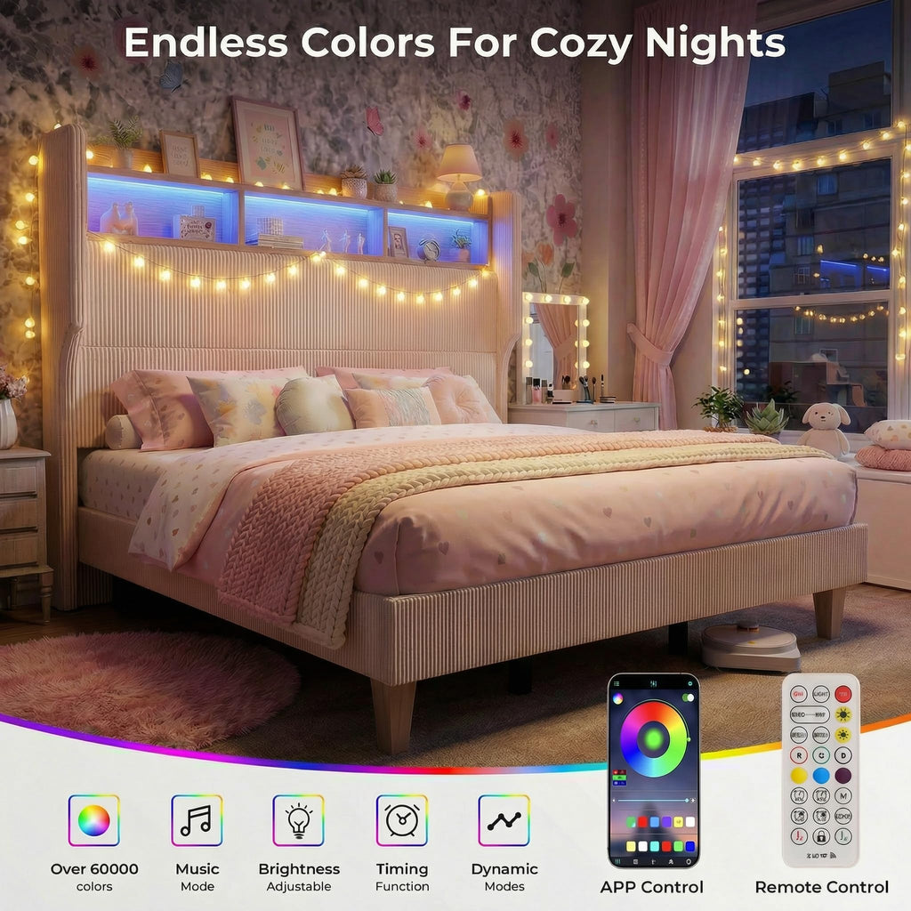 Queen Size Bed Frame with Tall Headboard N76024