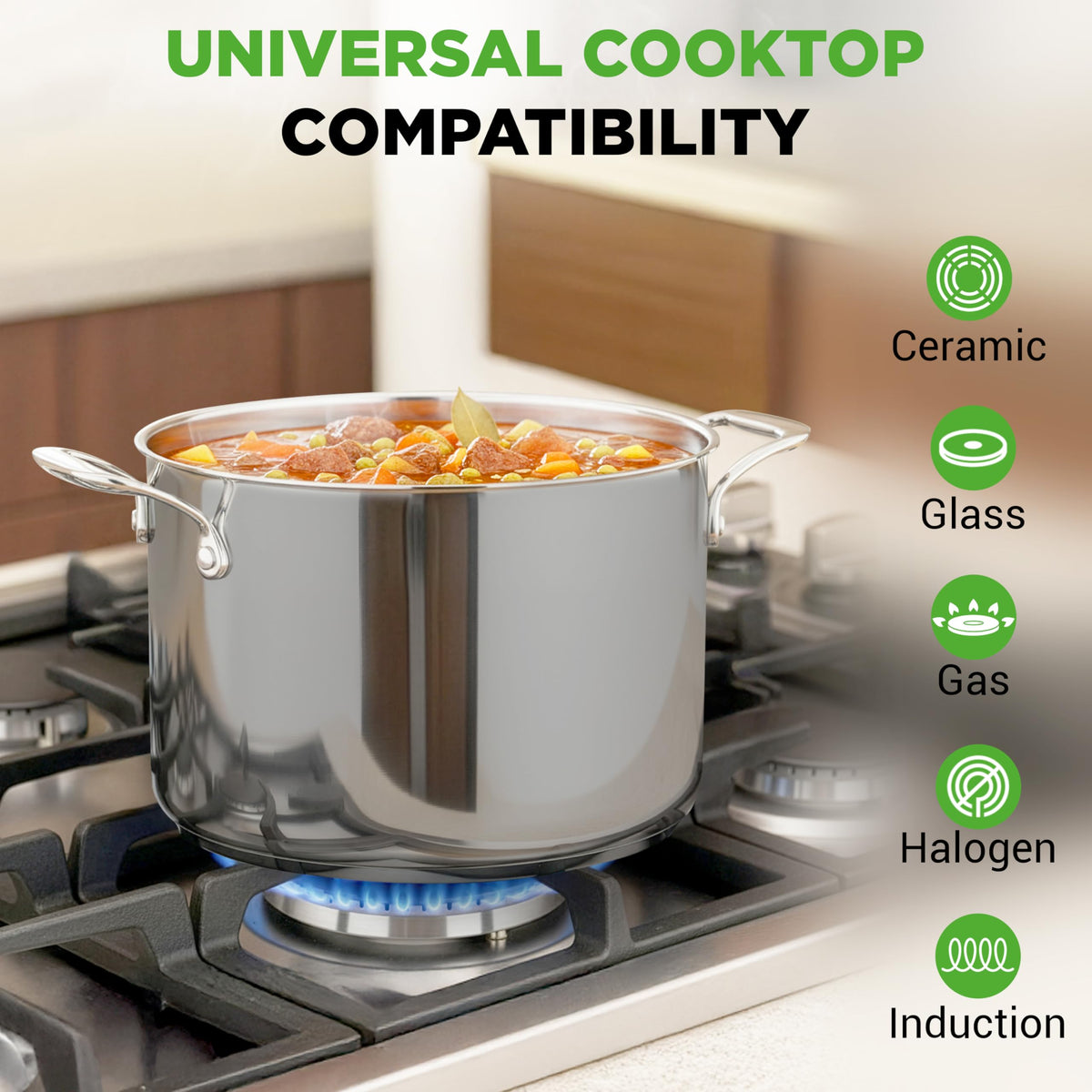8-Quart Stainless Steel Stock Pot with See-Through Lid U946
