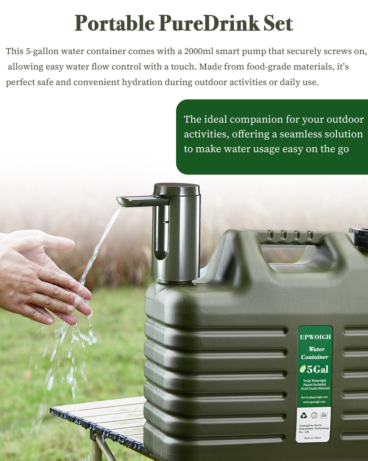5 Gallon Water Jug with Rechargeable Touch Pump A201853