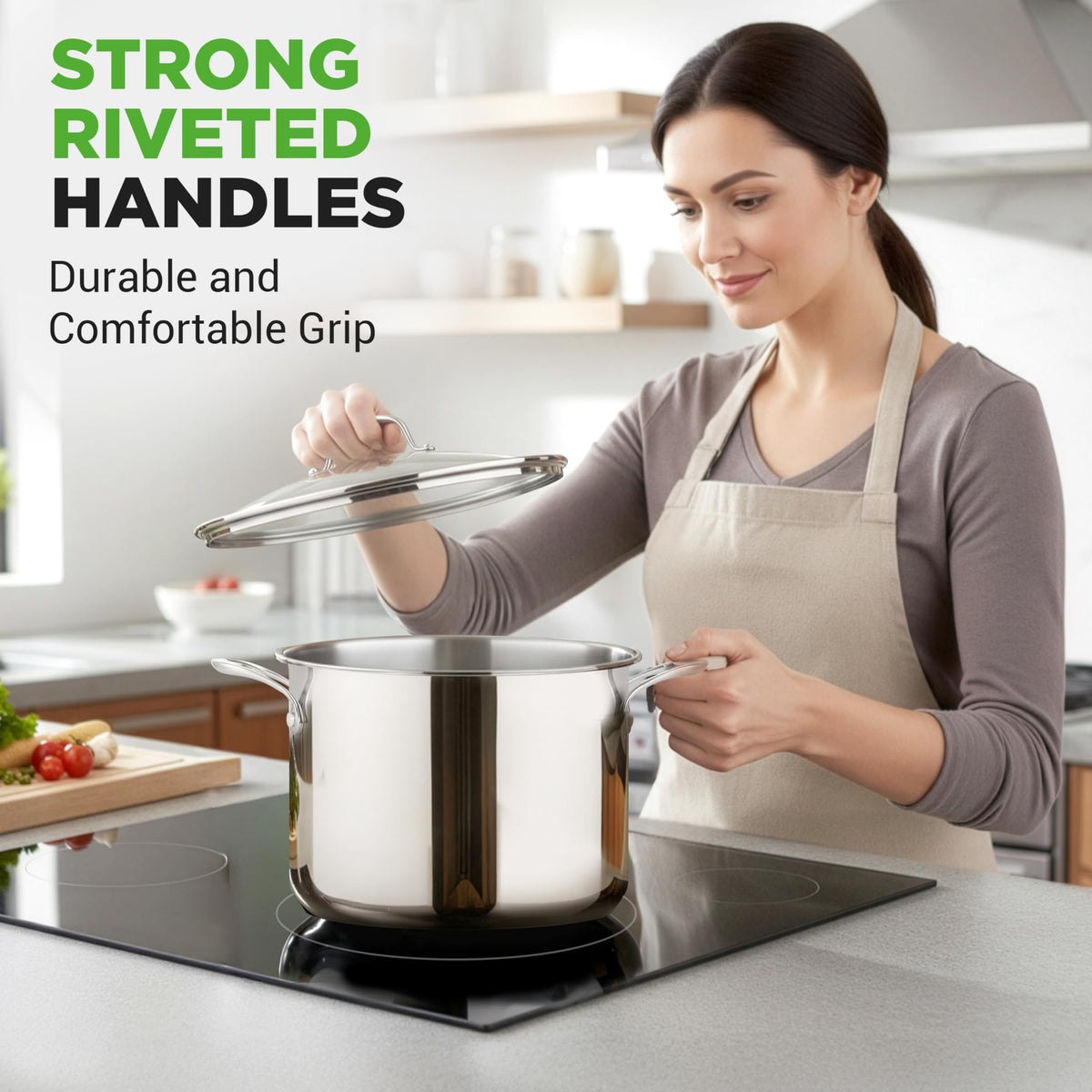 8-Quart Stainless Steel Stock Pot with See-Through Lid U946