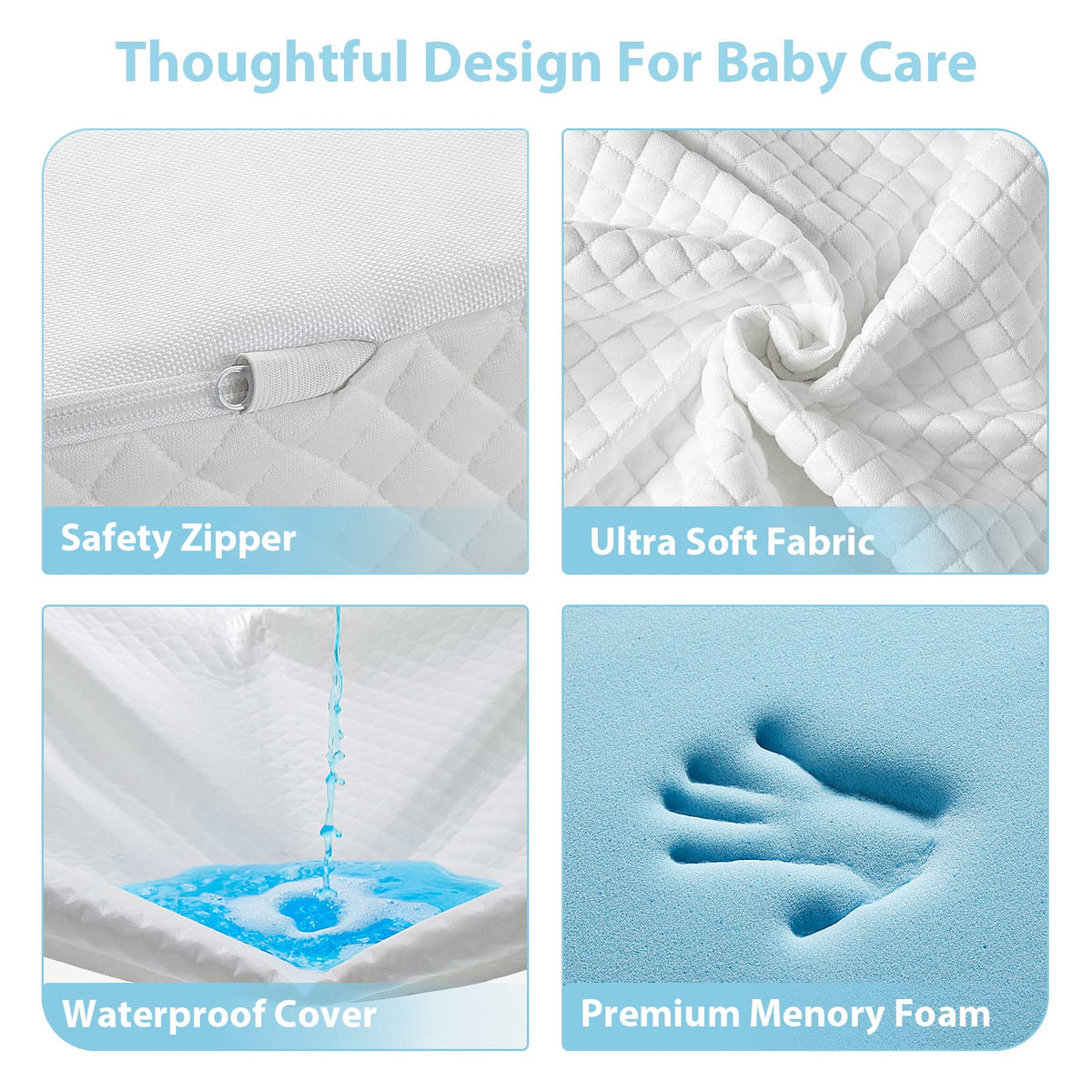 3" Waterproof Memory Foam Pack and Play Mattress White W46172