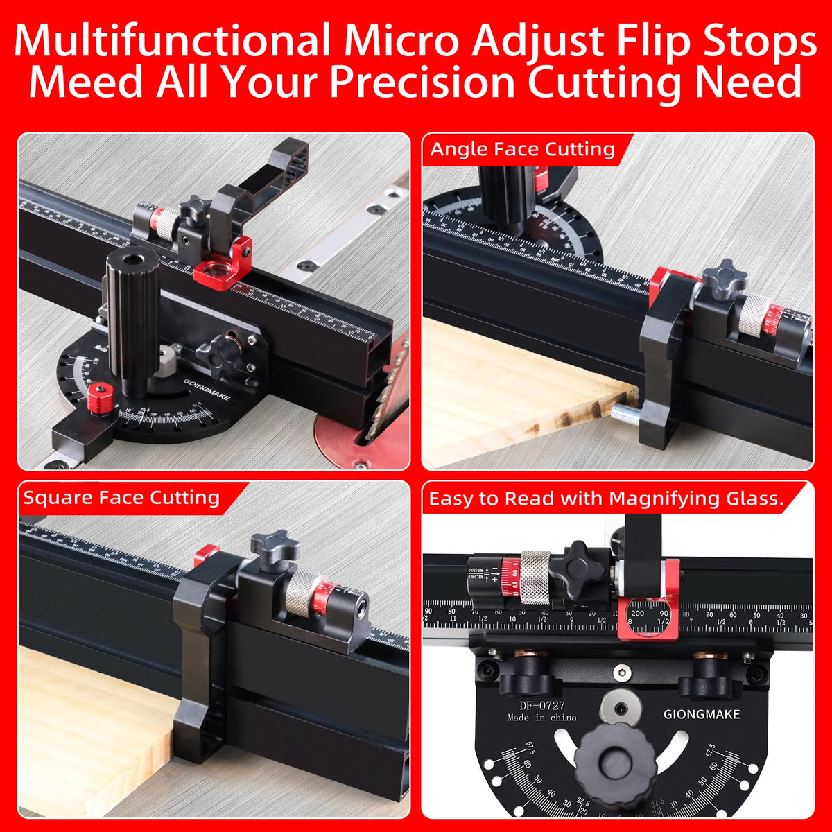 Table Saw Miter Gauge with Micro Adjust Flip Stop R1337