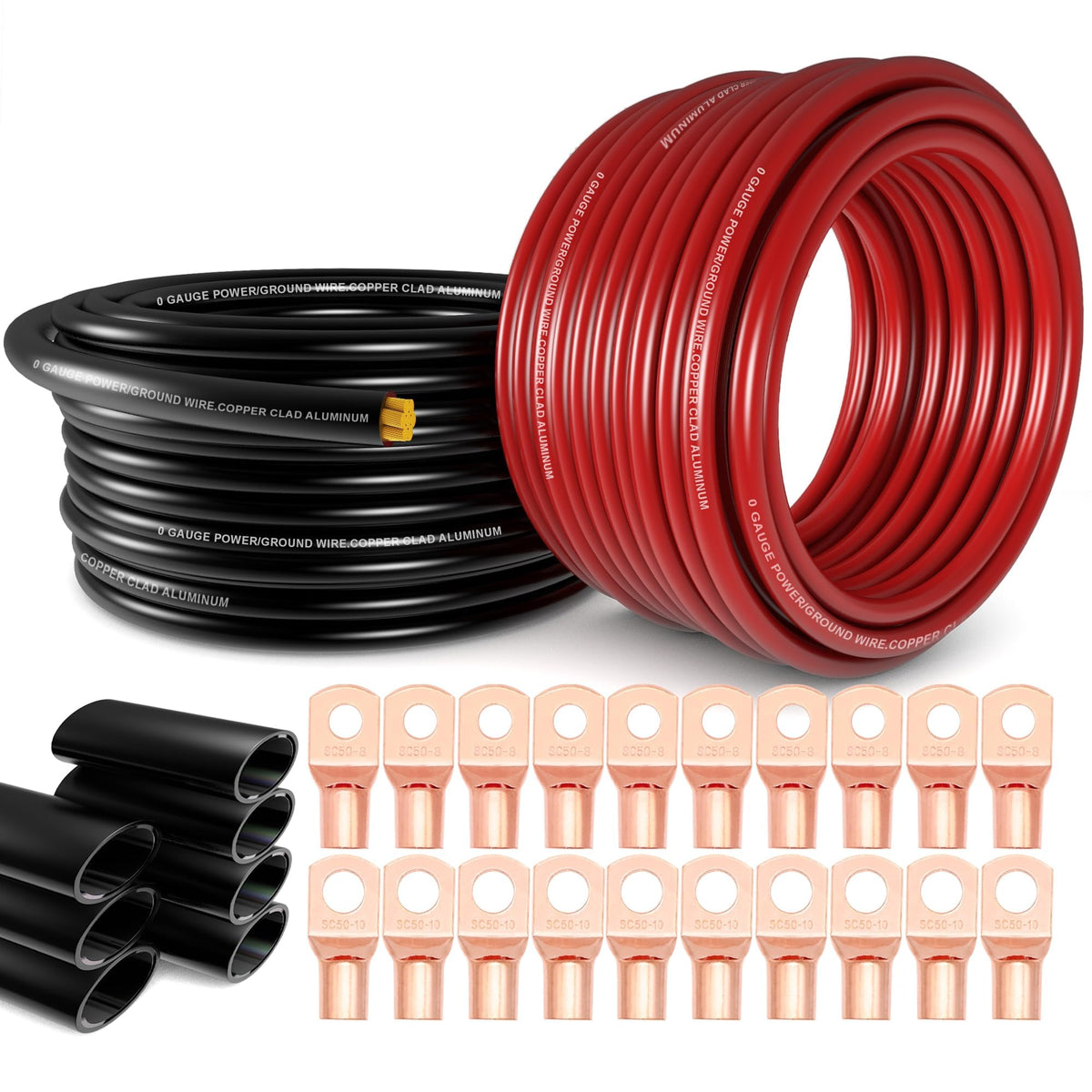 1/0 Gauge Battery Cable Kit 40ft Red/Black CCA Wire P348