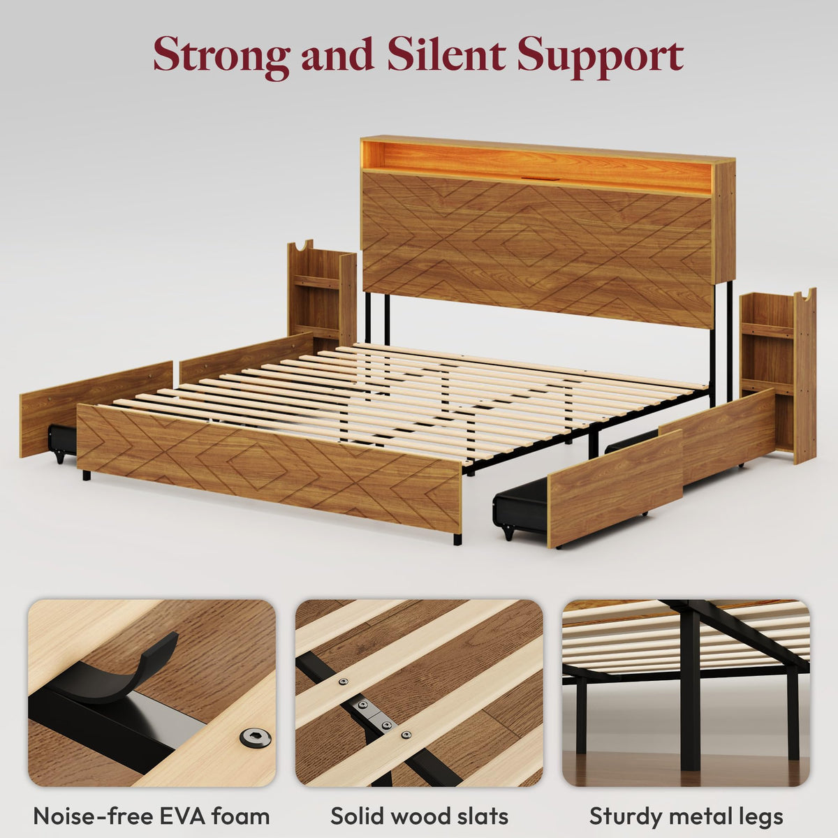 Queen Bed Frame with 4 Drawers L43307