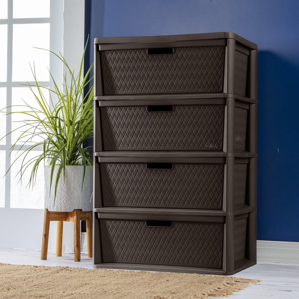 Brown 4 Drawer Plastic Storage Organizer J3785