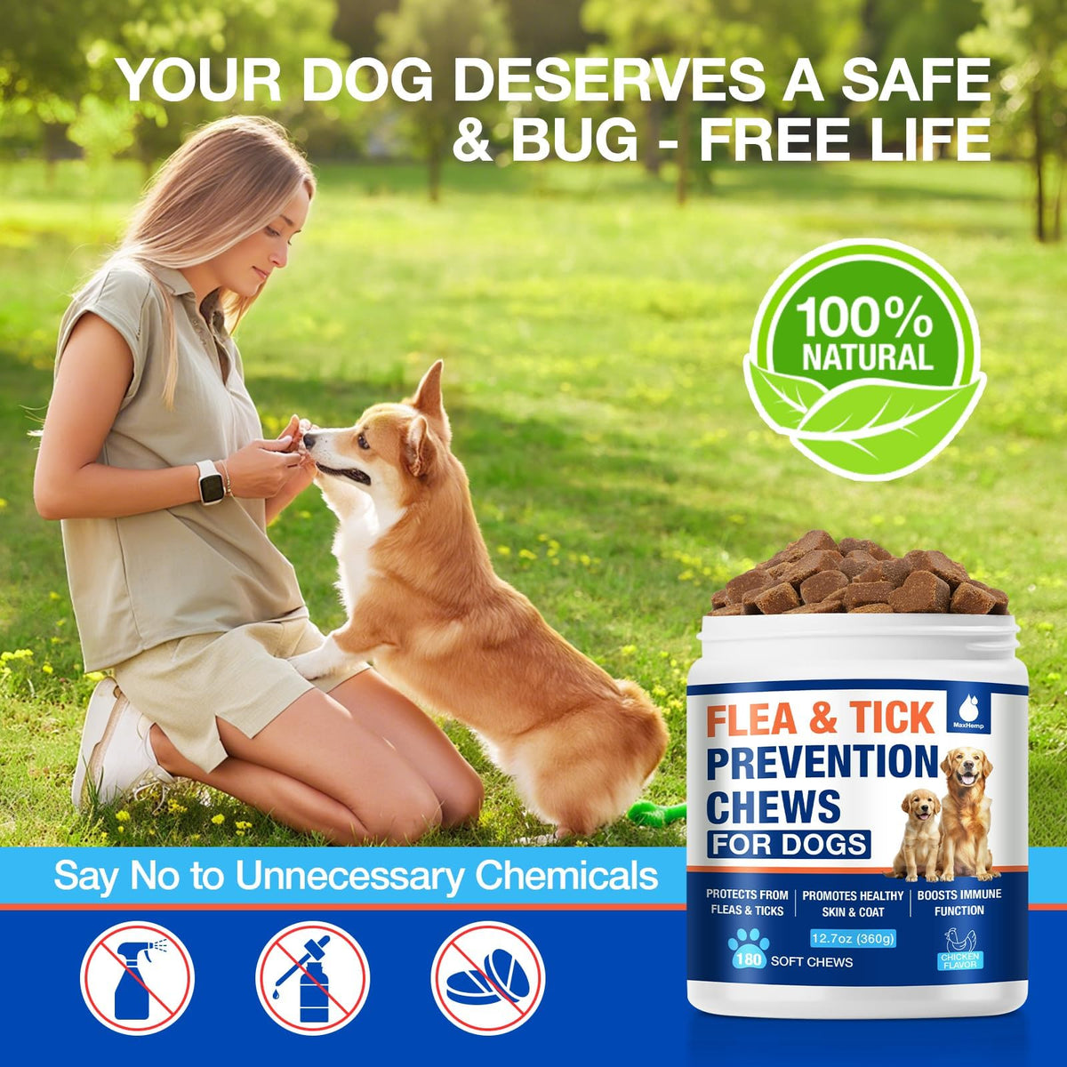 Natural Flea and Tick Prevention for Dogs Chewables R377