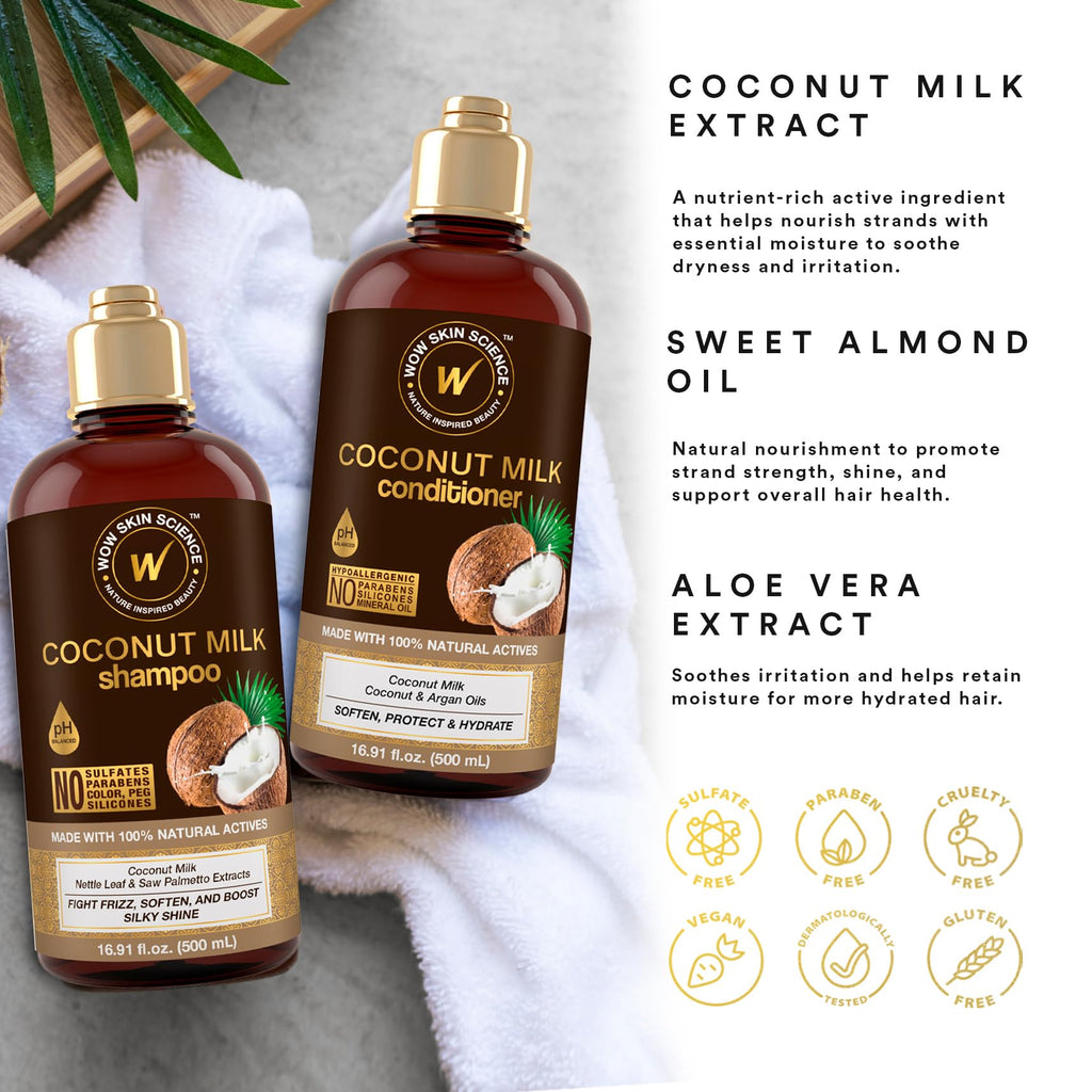 Coconut Milk Shampoo and Conditioner Set Paraben Sulfate Free E354