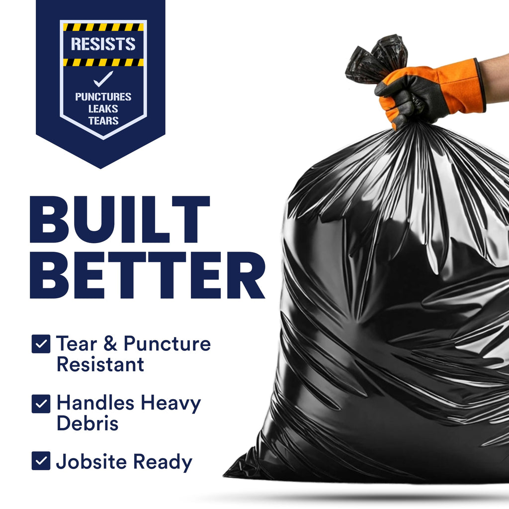 42 Gallon 3.0 Mil Black Heavy Duty Trash Bags 50 Count C930
