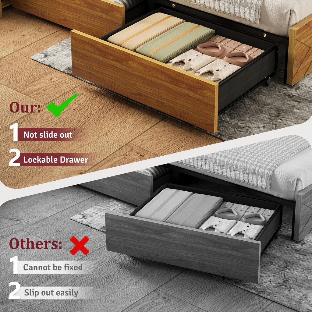 Queen Bed Frame with 4 Drawers L43307