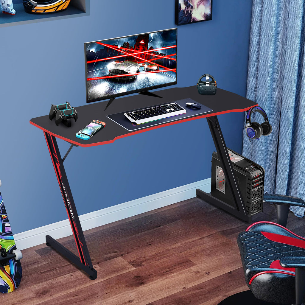 47 Inch Z Shaped Gaming Desk with Headphone Hook E337743