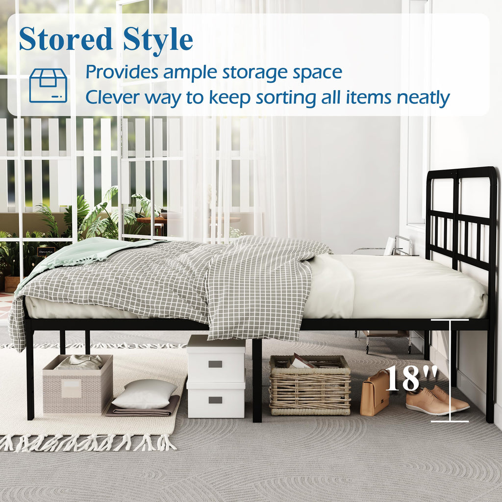 18 Inch Metal Queen Bed Frame with Headboard F96767