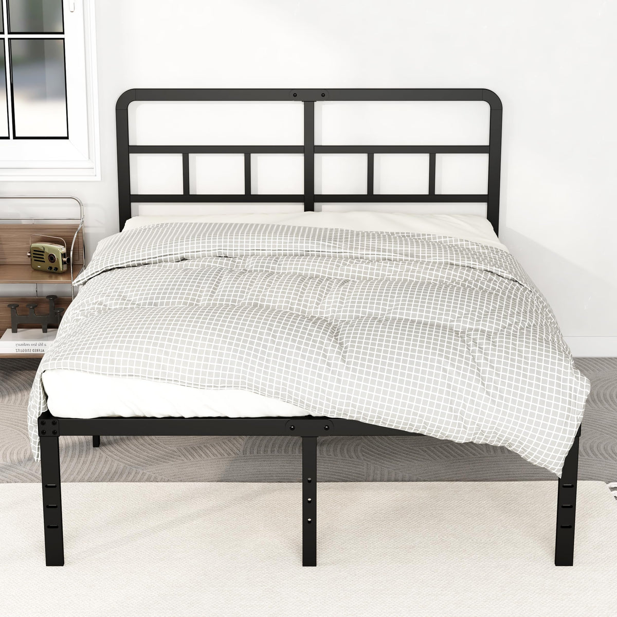 18 Inch Metal Queen Bed Frame with Headboard F96767