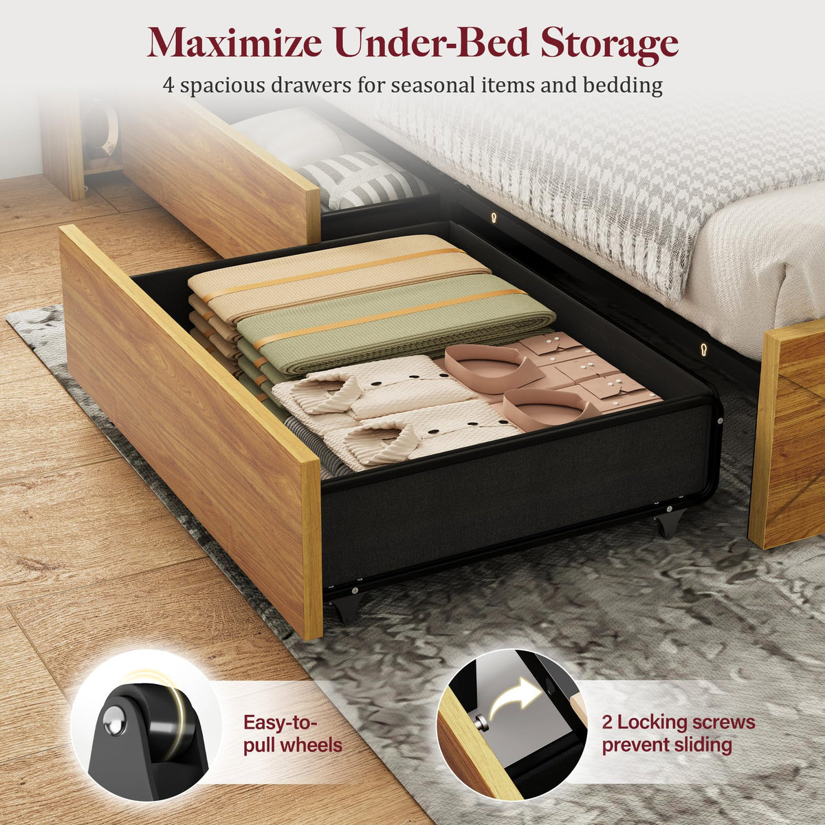 Queen Bed Frame with 4 Drawers L43307