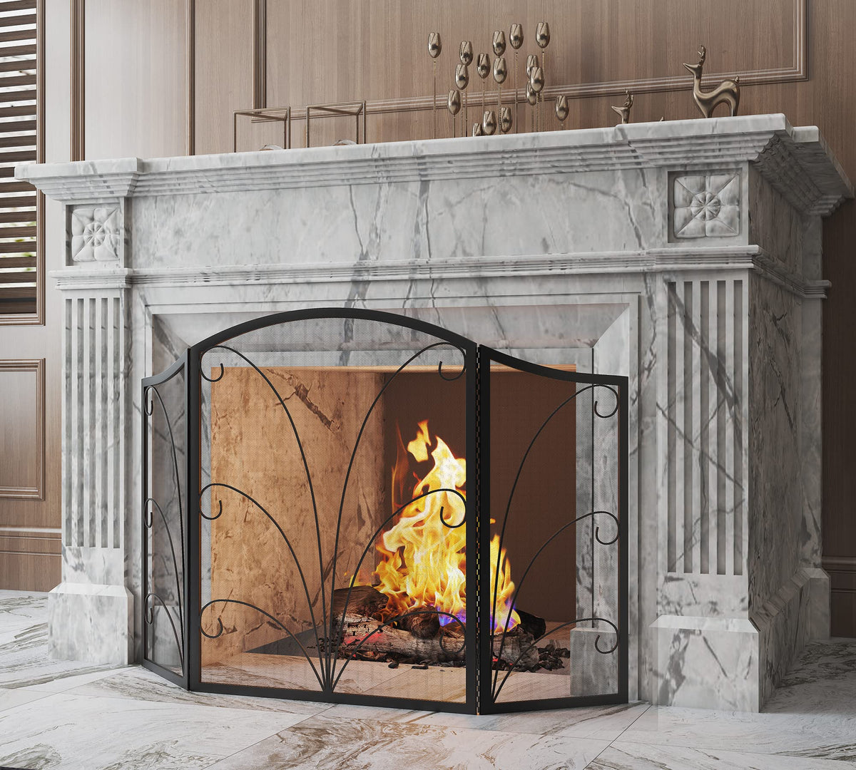 Arched Wrought Iron Fireplace Screen Z609