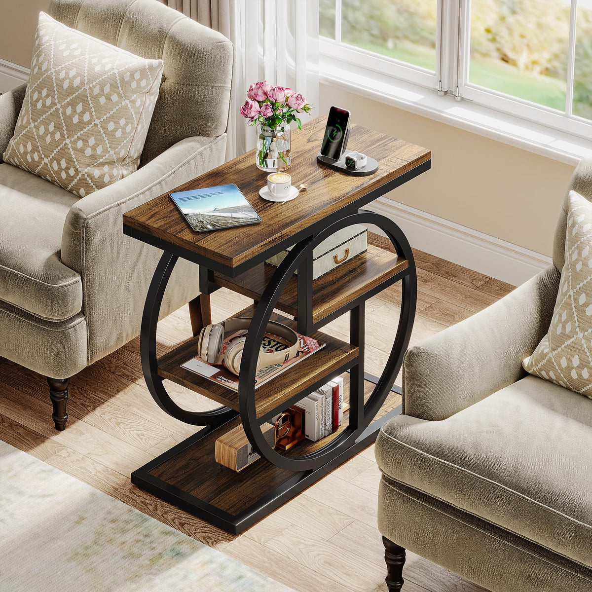 4-Tier Narrow Side Table with Storage Shelves V871963