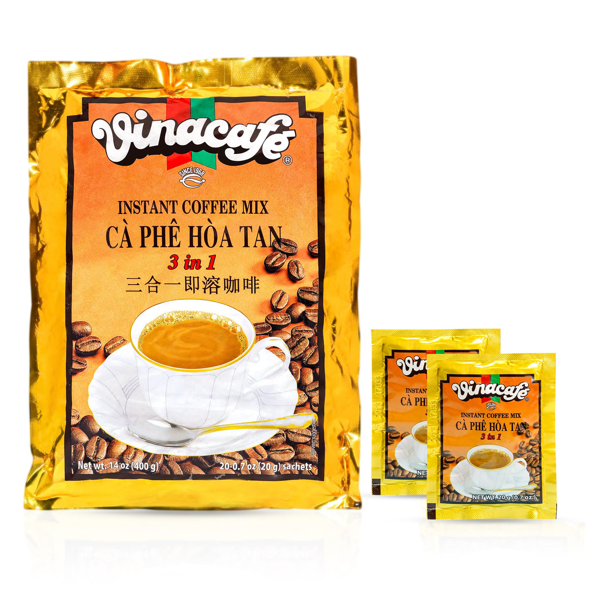Instant Coffee Packets 3 in 1 Medium Roast 20 Sachets C61418