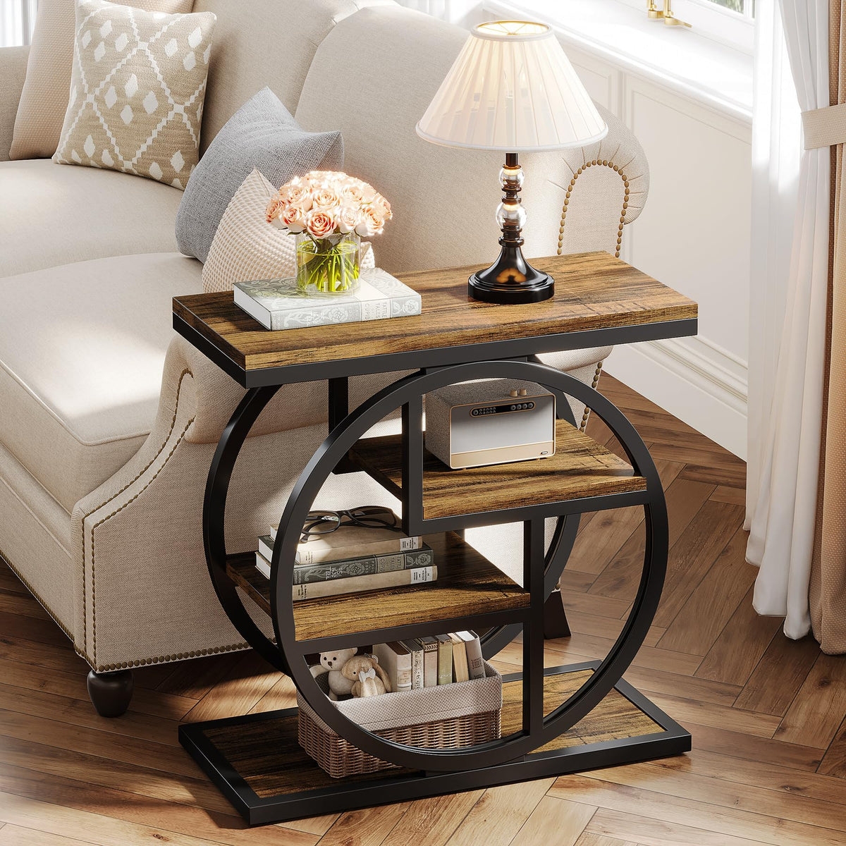4-Tier Narrow Side Table with Storage Shelves V871963