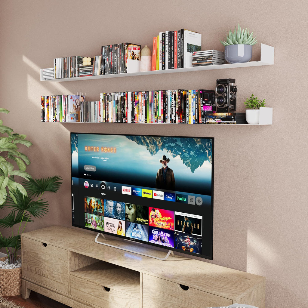 White Metal U Shape Wall Mountable Bookshelf A1445