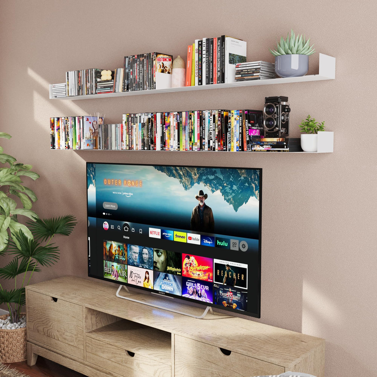 White Metal U Shape Wall Mountable Bookshelf A1445