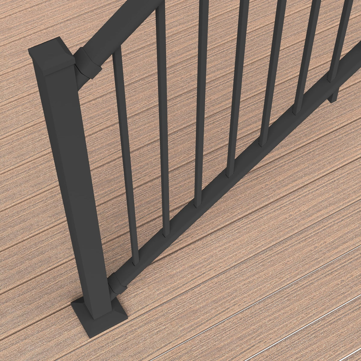 6 ft. x 42 in. Textured Black Aluminum Stair Rail Kit T84211